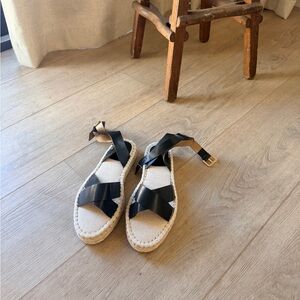 Spring Espadrilles platform sandals Jute sandals w/ leather straps H&M size 10